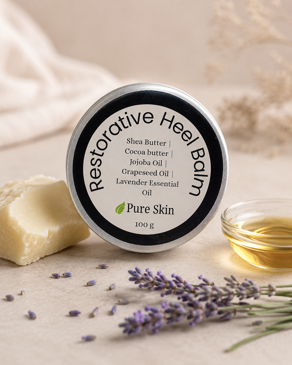 Restorative Heel Balm - natural cracked heel repair balm by Pure Skin