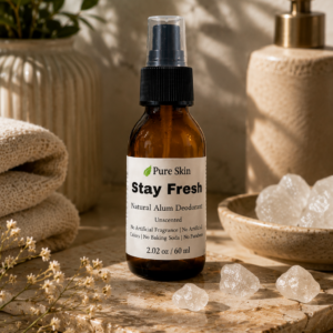 Stay Fresh Natural Alum Deodorant Spray - amber glass bottle by Pure Skin
